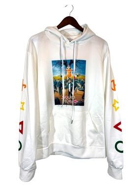 Fashion Classic Squid Game Graphic White Hoodie Size L